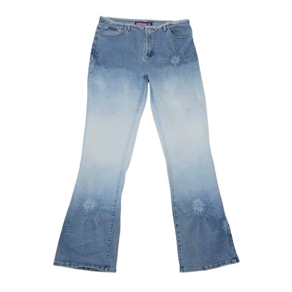 Vintage 90s/Y2K Bubblegum Light Wash Faded Low Rise Bootcut Flare Jeans 10 - Picture 1 of 4